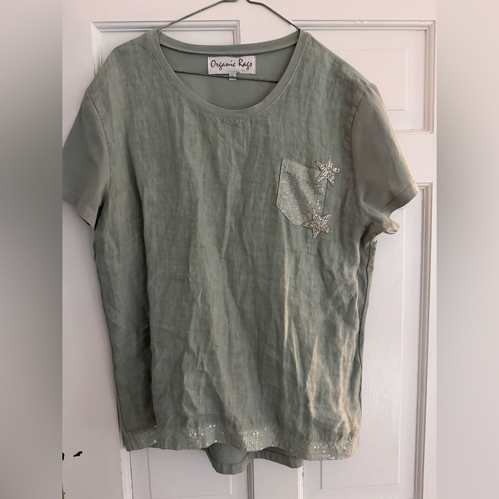 Sage Green Embellished Pocket Women's Top
